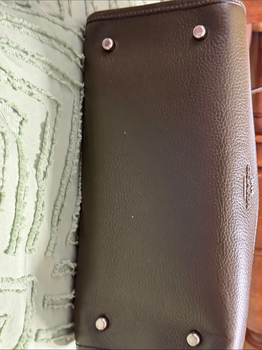 Coach Olive Pebbled Leather Messenger Bag with Removable Strap